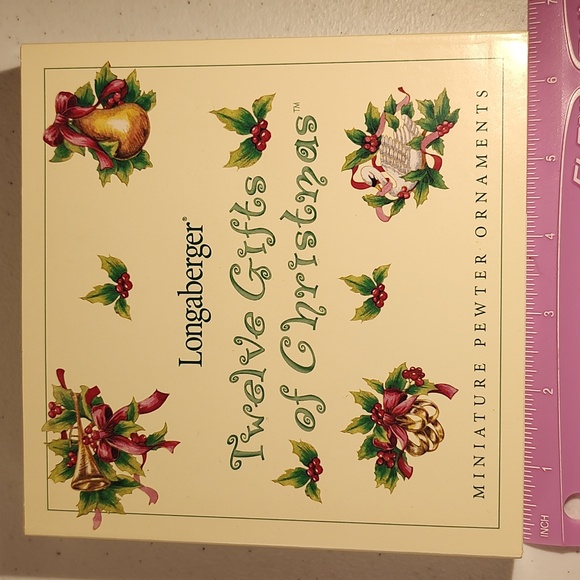 Longaberger 12 Gifts Of Christmas Set Of 12 Miniature Pewter Ornaments Boxed - Picture 1 of 12